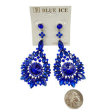 Flowerburst Teardrop Rhinestone Dangle Earrings - 9 Colors (033676)(1.5x3.25in)