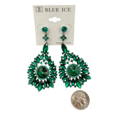 Flowerburst Teardrop Rhinestone Dangle Earrings - 9 Colors (033676)(1.5x3.25in)