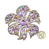 Large Crystal Flower Pin Brooch (P1536)(4x4in)