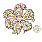 Large Crystal Flower Pin Brooch (P1536)(4x4in)