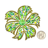 Large Crystal Flower Pin Brooch (P1536)(4x4in)