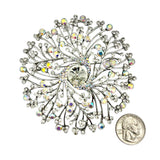 Large Crystal Flower Pin Brooch (P1513)(3.5x3.5in)