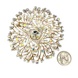 Large Crystal Flower Pin Brooch (P1513)(3.5x3.5in)