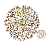Large Crystal Flower Pin Brooch (P1513)(3.5x3.5in)