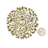 Large Crystal Flower Pin Brooch (P1513)(3.5x3.5in)