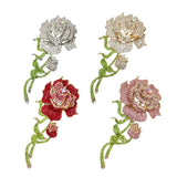 Large Crystal Rose Flower Pin Brooch (P1327)(2.5x5in)