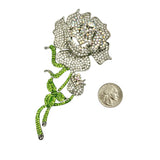 Large Crystal Rose Flower Pin Brooch (P1327)(2.5x5in)