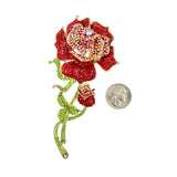 Large Crystal Rose Flower Pin Brooch (P1327)(2.5x5in)