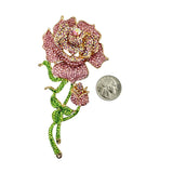 Large Crystal Rose Flower Pin Brooch (P1327)(2.5x5in)