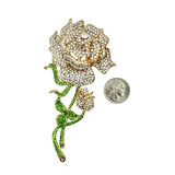 Large Crystal Rose Flower Pin Brooch (P1327)(2.5x5in)