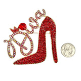 Diva High Heel Crystal Pin Brooch (P1608)(3.25x3.5in)