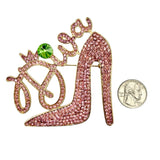 Diva High Heel Crystal Pin Brooch (P1608)(3.25x3.5in)