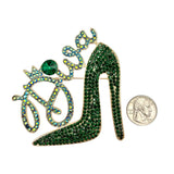 Diva High Heel Crystal Pin Brooch (P1608)(3.25x3.5in)