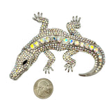 Large Crystal Alligator Pin Brooch (P1626)(3x4.5in)