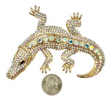 Large Crystal Alligator Pin Brooch (P1626)(3x4.5in)