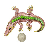 Large Crystal Alligator Pin Brooch (P1626)(3x4.5in)
