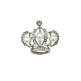 Triple Pearl & Crystal Crown Pin Brooch (P1541)(1.5x1.5in)