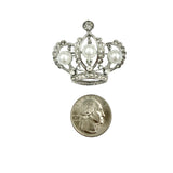 Triple Pearl & Crystal Crown Pin Brooch (P1541)(1.5x1.5in)