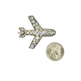 Crystal Airplane Pin Brooch (P1509)(2inWx1.75inL)