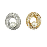 Crystal Pearl Wreath Pin Brooch (P1539)(1.5x1.75in)