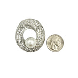Crystal Pearl Wreath Pin Brooch (P1539)(1.5x1.75in)