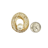 Crystal Pearl Wreath Pin Brooch (P1539)(1.5x1.75in)
