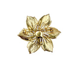 Crystal & Pearl Flower Pin Brooch (P1469)(2.25in)