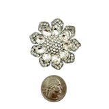 Medium Crystal Flower Pin Brooch - 7 Colors (P1582)(1.75x1.75in)
