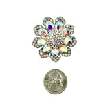 Medium Crystal Flower Pin Brooch - 7 Colors (P1582)(1.75x1.75in)