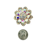 Medium Crystal Flower Pin Brooch - 7 Colors (P1582)(1.75x1.75in)