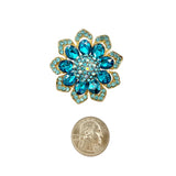 Medium Crystal Flower Pin Brooch - 7 Colors (P1582)(1.75x1.75in)