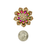 Medium Crystal Flower Pin Brooch - 7 Colors (P1582)(1.75x1.75in)