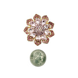 Medium Crystal Flower Pin Brooch - 7 Colors (P1582)(1.75x1.75in)