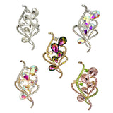 Crystal Burst Bouquet Leaf Shape Brooch Pin (P1458)(1.75x3in)
