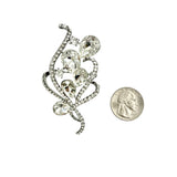 Crystal Burst Bouquet Leaf Shape Brooch Pin (P1458)(1.75x3in)