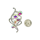 Crystal Burst Bouquet Leaf Shape Brooch Pin (P1458)(1.75x3in)