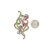 Crystal Burst Bouquet Leaf Shape Brooch Pin (P1458)(1.75x3in)