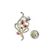 Crystal Burst Bouquet Leaf Shape Brooch Pin (P1458)(1.75x3in)