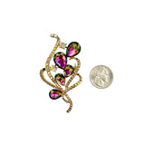 Crystal Burst Bouquet Leaf Shape Brooch Pin (P1458)(1.75x3in)
