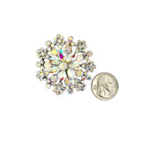 Medium Crystal Flower Pin Brooch - 4 Colors (P1618)(2x2in)