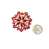 Medium Crystal Flower Pin Brooch - 4 Colors (P1618)(2x2in)