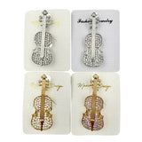 Crystal Violin Brooch Pin (P1510)(1x2.25in)