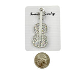 Crystal Violin Brooch Pin (P1510)(1x2.25in)