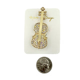 Crystal Violin Brooch Pin (P1510)(1x2.25in)