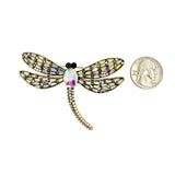 Large Crystal Dragonfly Pin Brooch (P1612)(3x2.5in)