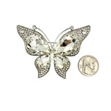 Large Crystal Butterfly Pin Brooch (P1646)(3.5x2.25in)