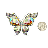 Large Crystal Butterfly Pin Brooch (P1646)(3.5x2.25in)