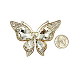Large Crystal Butterfly Pin Brooch (P1646)(3.5x2.25in)