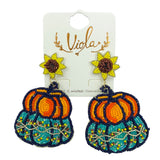Pumpkin Sunflower Seed Bead Earrings - 2 Colors, Beaded (1.75x2.75in)