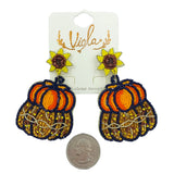 Pumpkin Sunflower Seed Bead Earrings - 2 Colors, Beaded (1.75x2.75in)